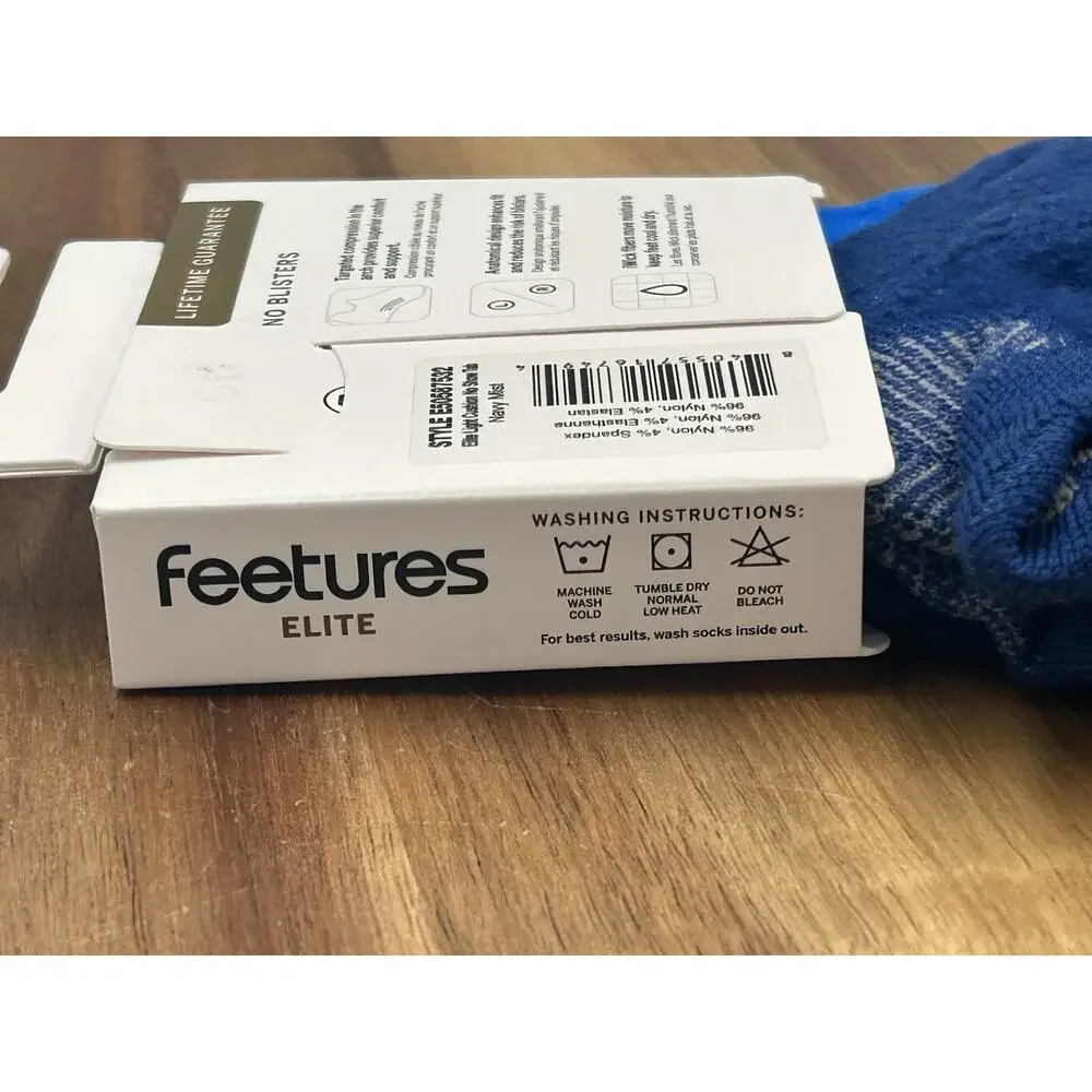 Feetures Elite Light Cushion Medium Cobalt Blue No Show Tab New